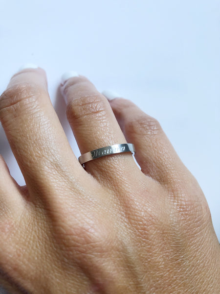 Engraved Stainless Steel Rings - Hand to Heart Jewelry