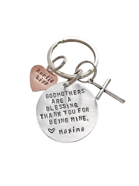 Godmothers / Godfathers are a Blessing - Round Keychain - Hand to Heart Jewelry