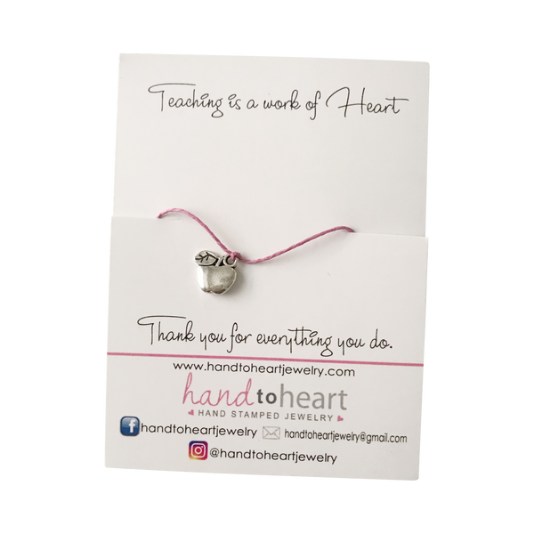 Teaching is a Work of Heart Wishing Bracelet - Hand to Heart Jewelry