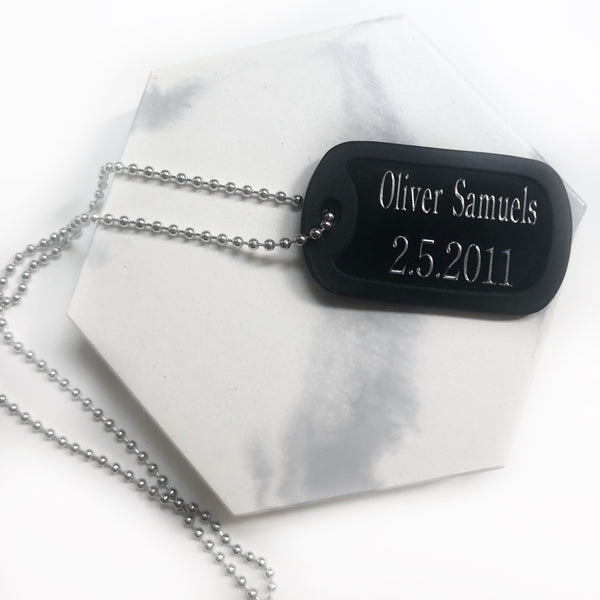 Black Dogtag Necklace - Hand to Heart Jewelry