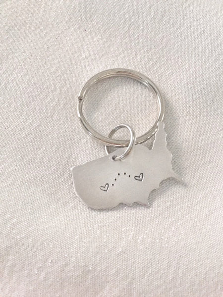 United States - American Map Keychain - Long Distance Keychain - Hand to Heart Jewelry