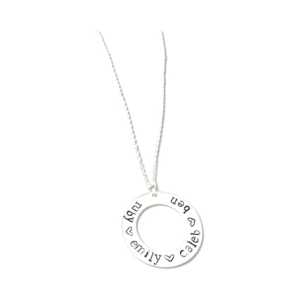 Sterling Silver Washer Necklace - Hand to Heart Jewelry