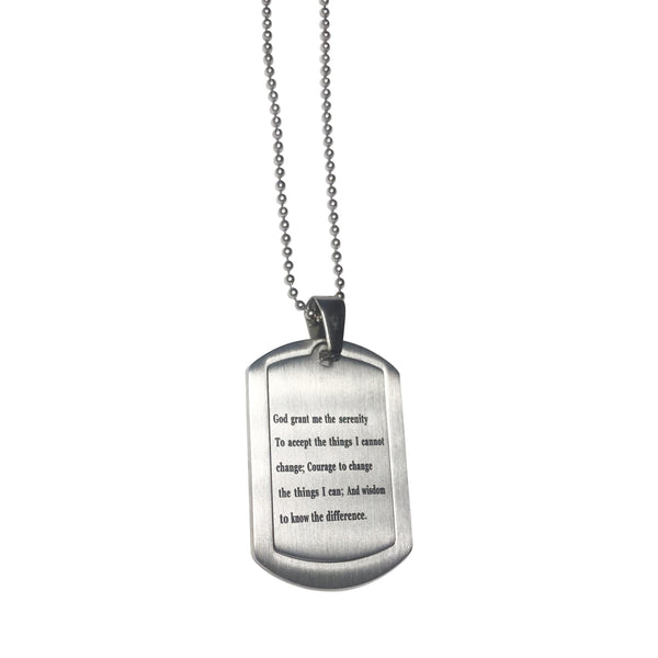 Christian Serenity Prayer Dogtag Necklace - Hand to Heart Jewelry