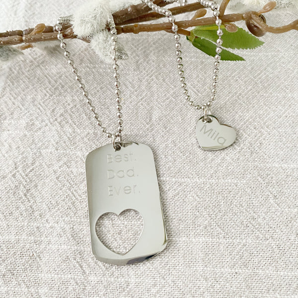 Matching Dogtag & Heart Necklaces