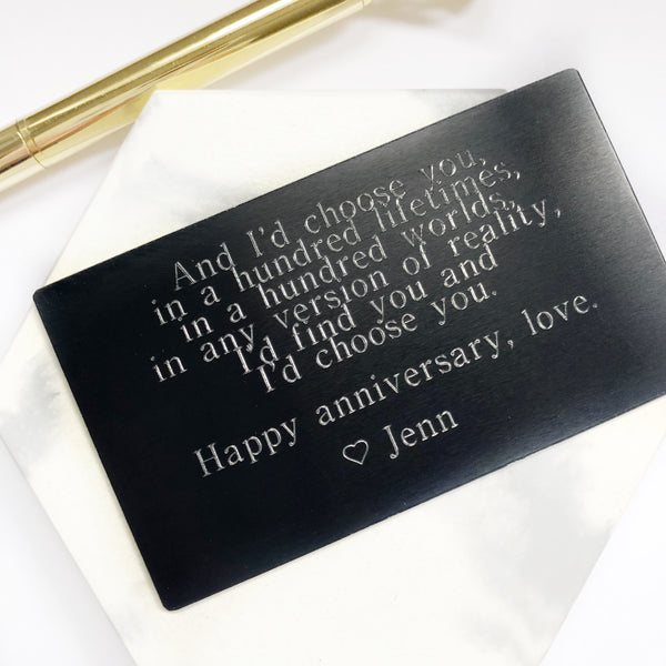 Wallet Card - Engraved - Hand to Heart Jewelry