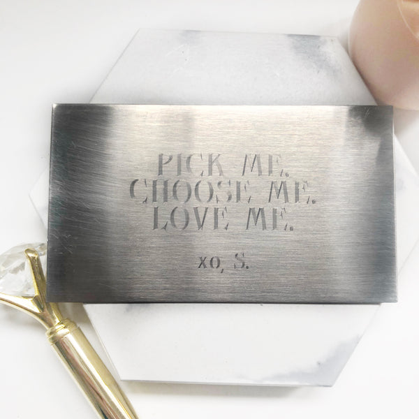 Wallet Card - Engraved - Hand to Heart Jewelry