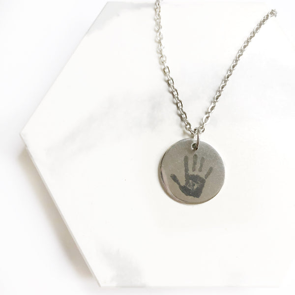 Actual Handprint  / Footprint  / Handwriting Necklace - Hand to Heart Jewelry