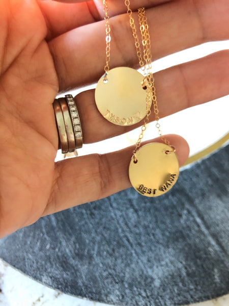 Large Disk Necklace - Hand Stamped