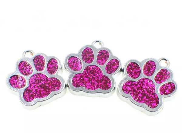 Pet Collar ID Tag - Small Rhinestone Paw - Hand to Heart Jewelry