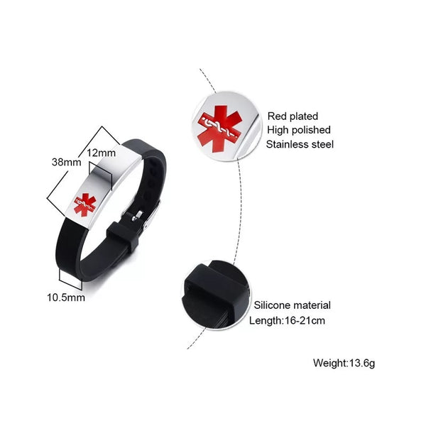 Silicone Medical Alert Bracelet