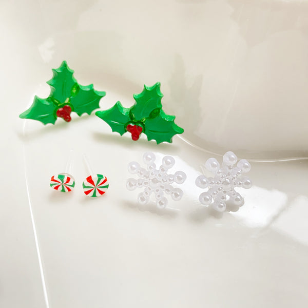 Children's Holiday Earrings -allergenic posts - Nickel free earrings -Clip-Ons