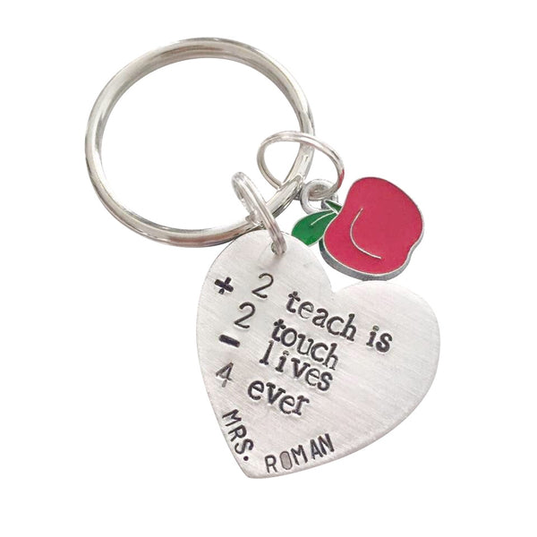 Teacher Equation Heart Keychain - Hand to Heart Jewelry