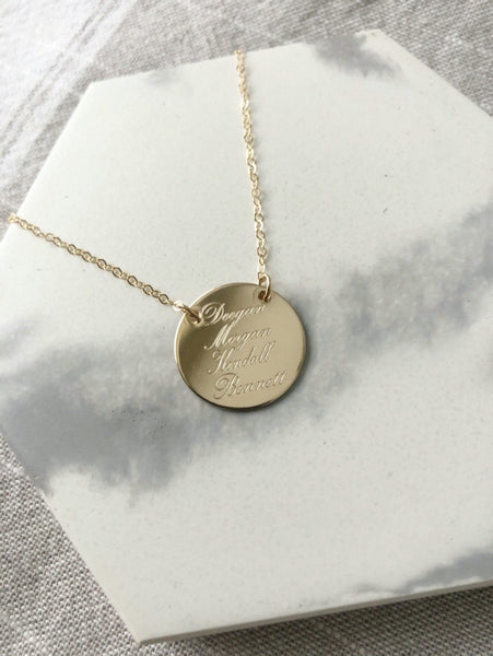 Large Disk Necklace - Engraved