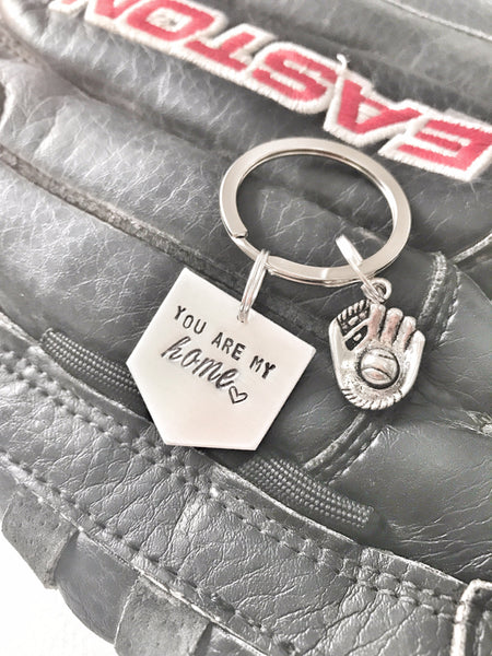 You Are My Home - Baseball Softball Keychain - Hand to Heart Jewelry