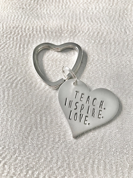 Teaching is a Work of Heart Keychain - Hand to Heart Jewelry