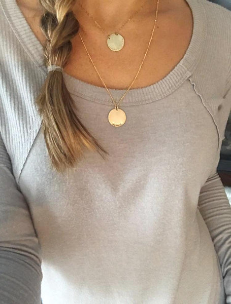 Long Large Disk Necklace - Hand to Heart Jewelry