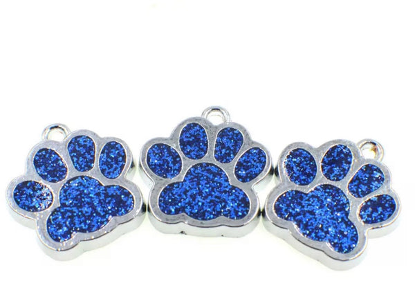 Pet Collar ID Tag - Small Rhinestone Paw - Hand to Heart Jewelry