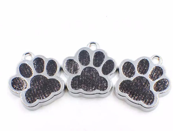 Pet Collar ID Tag - Small Rhinestone Paw - Hand to Heart Jewelry
