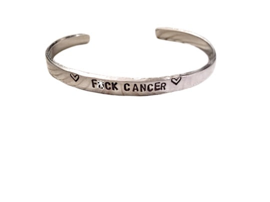 F*ck Cancer Cuff Bracelet - Hand to Heart Jewelry