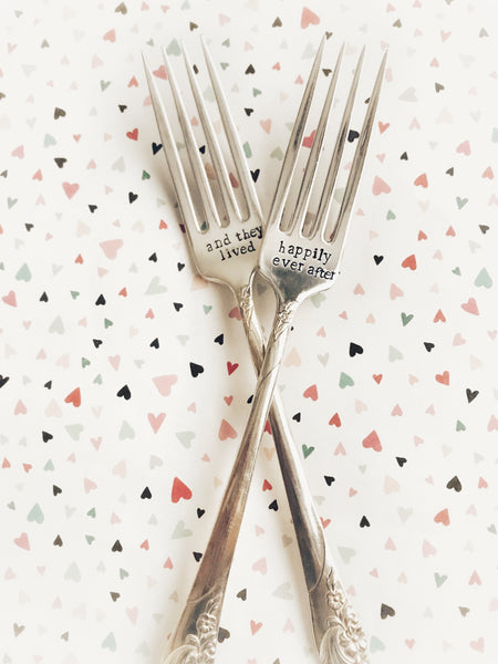 Wedding Forks - Antique Fork - Hand Stamped Fork Keepsake -Wedding Gift - Hand to Heart Jewelry