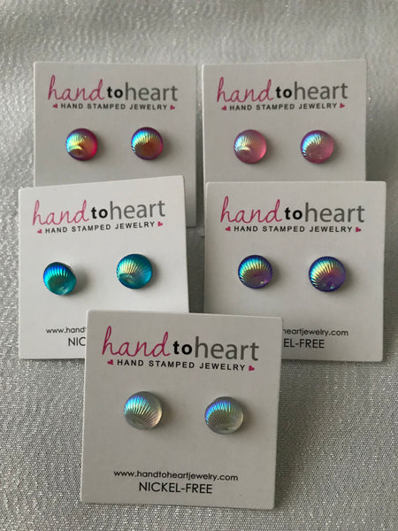 Children's Seashell Earrings - Plastic, hypo-allergenic posts - Nickel free earrings - Hand to Heart Jewelry